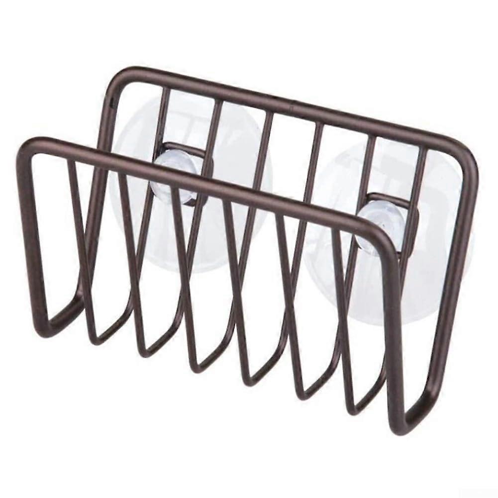 Iron Sponge Holder Compact With Reliable Suction Cups Copper Finish For Kitchen Sink Organization