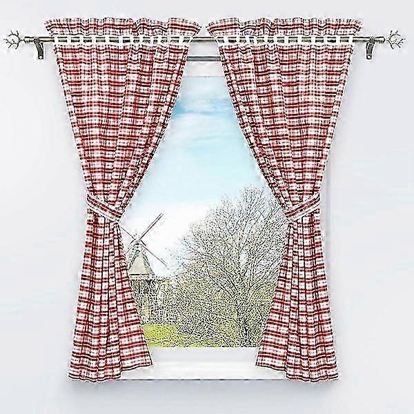 New product, Set of 2 blackout curtains with 2 checkered window decorations for