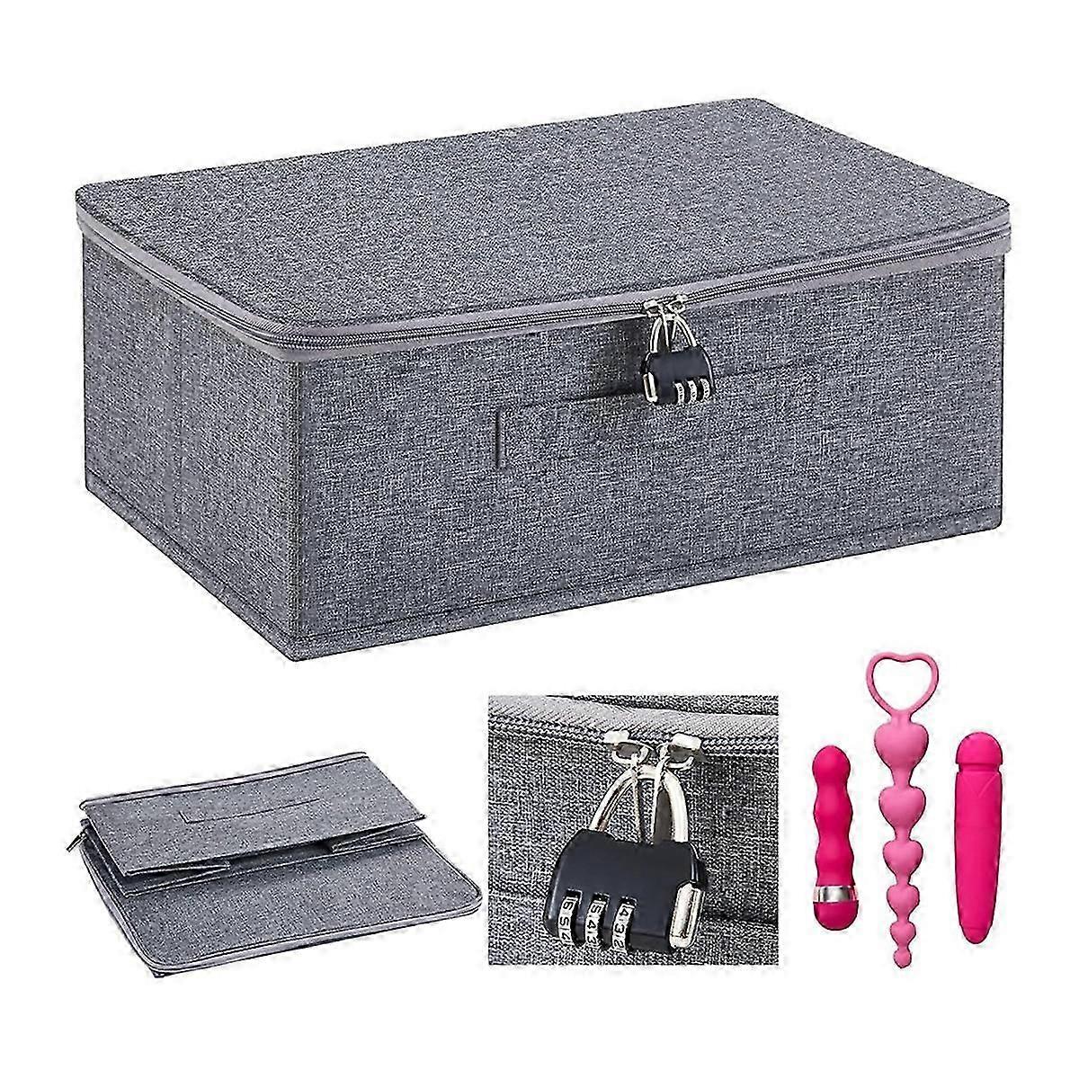 Discreet Lockable Adult Toy Bag Storage Organizer Toy Bag Storage Bins Case with Zipper Lid 15x10x6