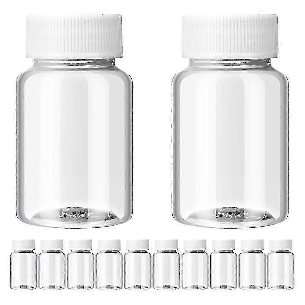 12pcs Travel Bottles with Caps Empty Bottles Plastic Container Small Medicine Bottles(50ml)