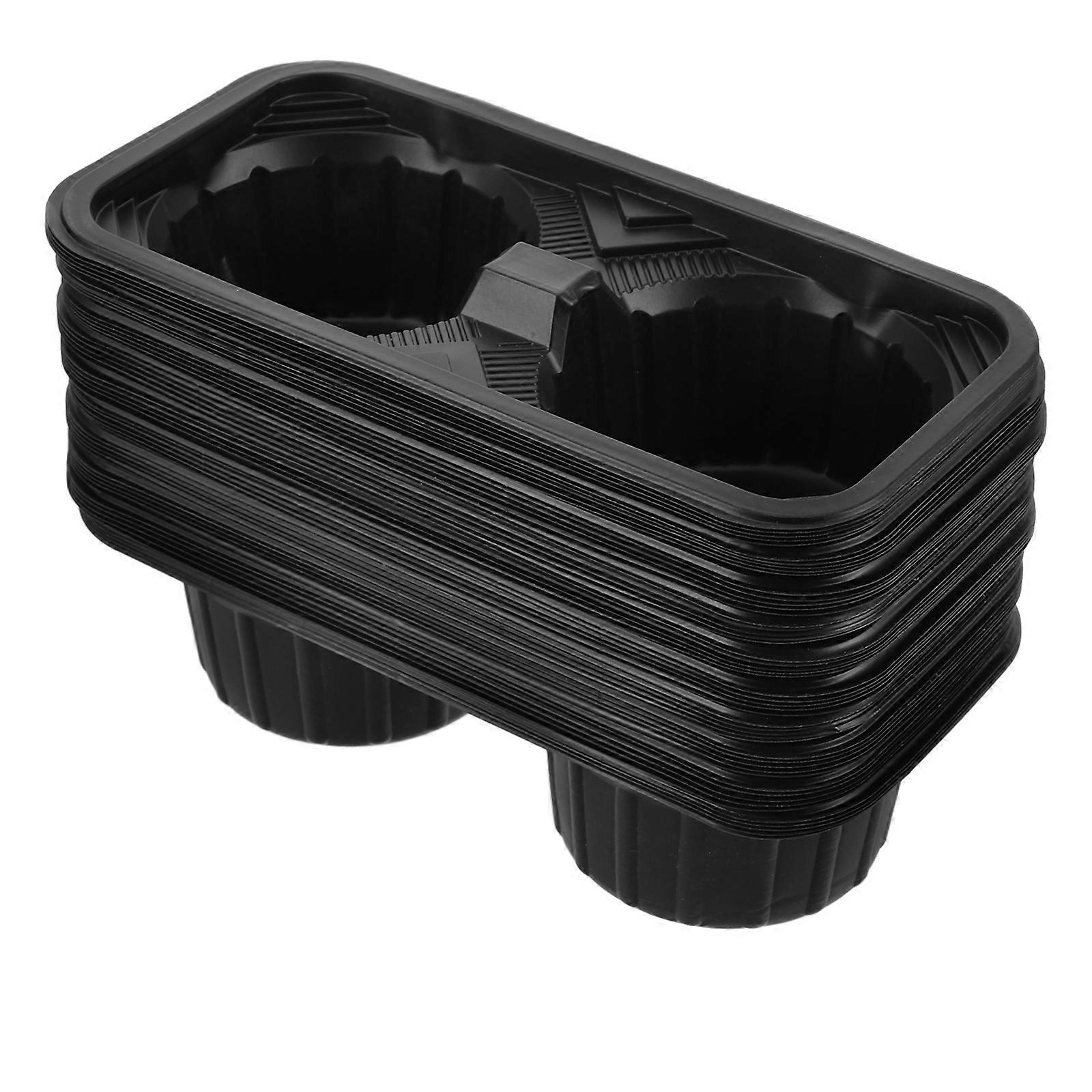 Black Plastic Takeout Cup Carrier Tray for Holding Cups Secure Dual Base Fits 2 Cups Ideal for Coffee Shops Restaurants