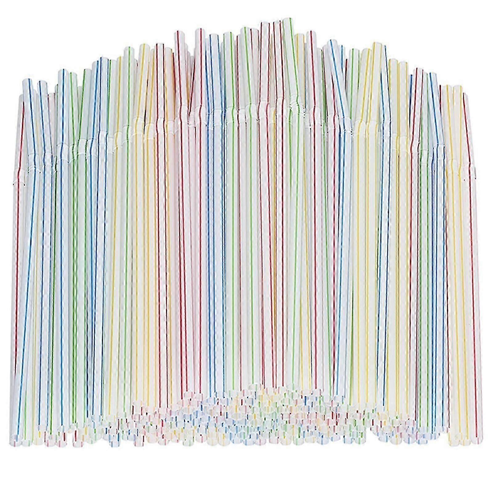 600 PCS Drinking Straw Flexible Reusable Colorful Straws for Kids and Adults Bendable Drinking Straws Multi Colored Striped Flexible Straws