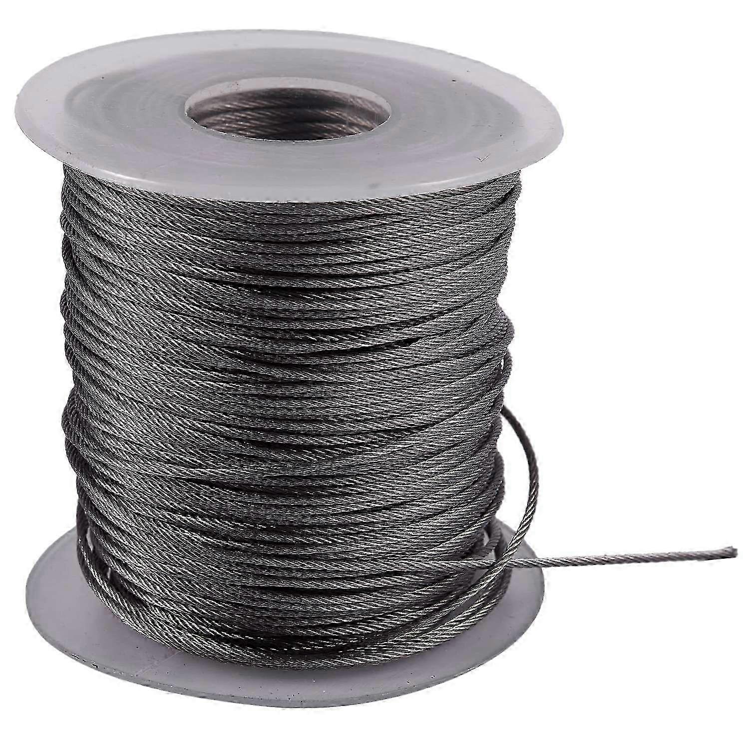 Hoisting Lifting 7x7 1mm Dia Stainless Steel Flexible Wire Rope 177Ft
