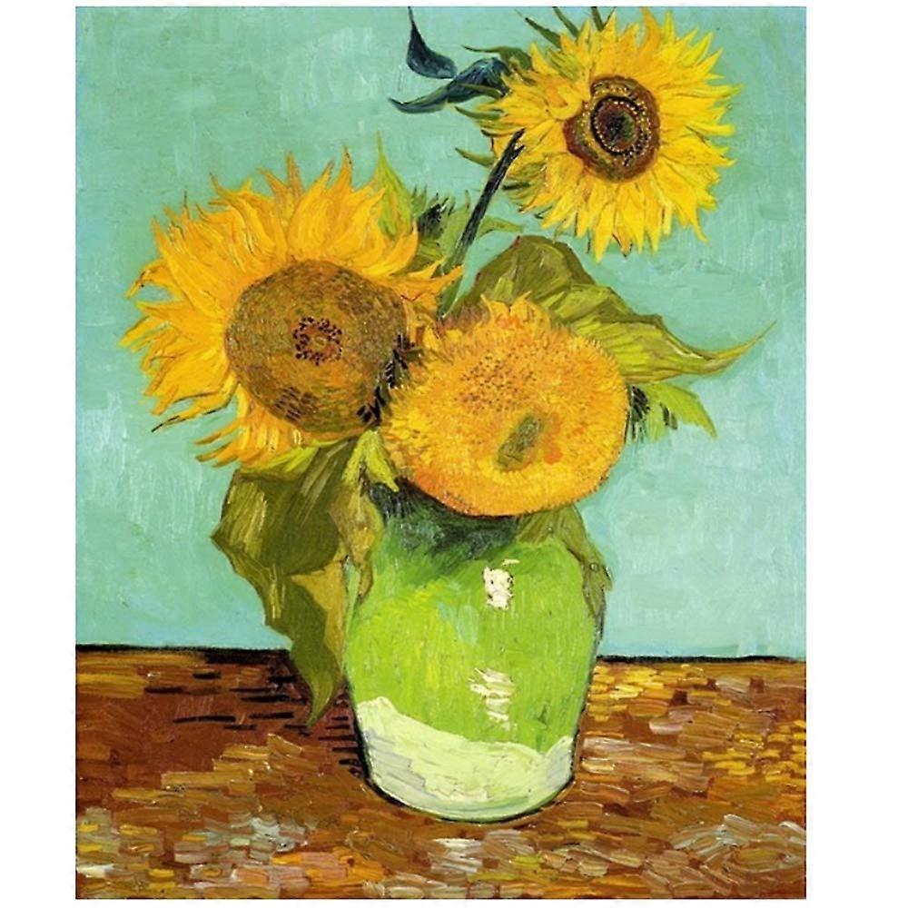 Canvas Paintings Hand Painted Sunflower Flowers Modern Oil Wall Art 40x50 cm White Frame for Living Room Home Decor