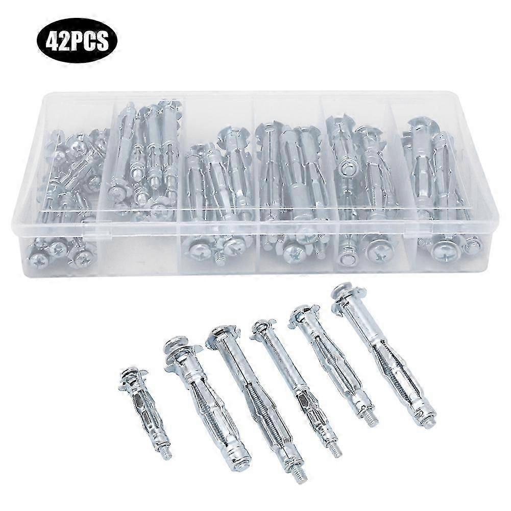42PCS M4~M6 Expansion Bolt Plasterboard Screw Combination Kit Hand Tool Accessory for Industry