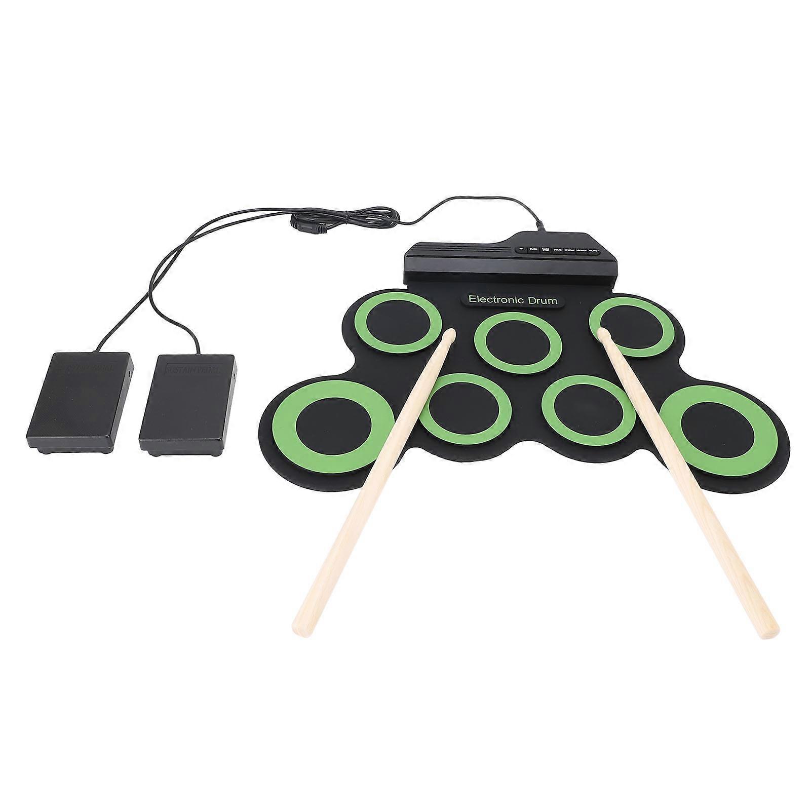 Foldable Electronic Drum Pad 7 Silicone Pads 43x29cm with Pedal