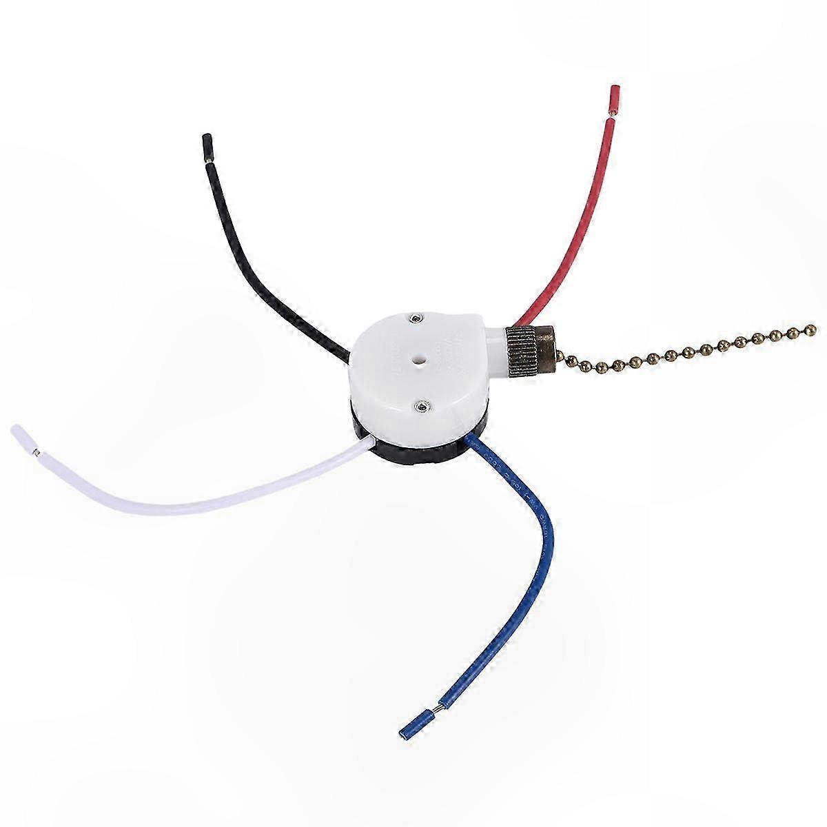 3-Speed 4-Wire Ceiling Fan Light Switch with Pull Chain Replacement Component E89885 for Fan Lighting Control