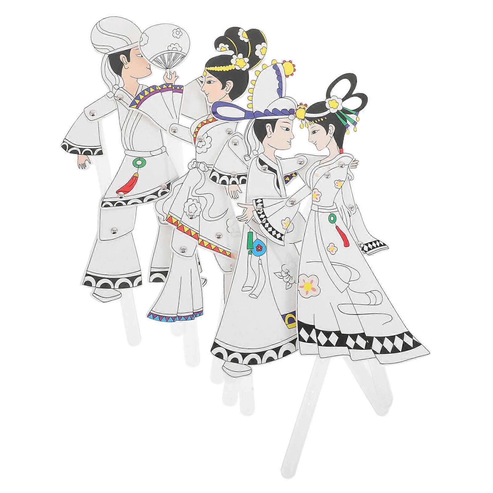 Shadow Puppet Character DIY Kit for Kids with 4Pcs Traditional Handmade Puppets