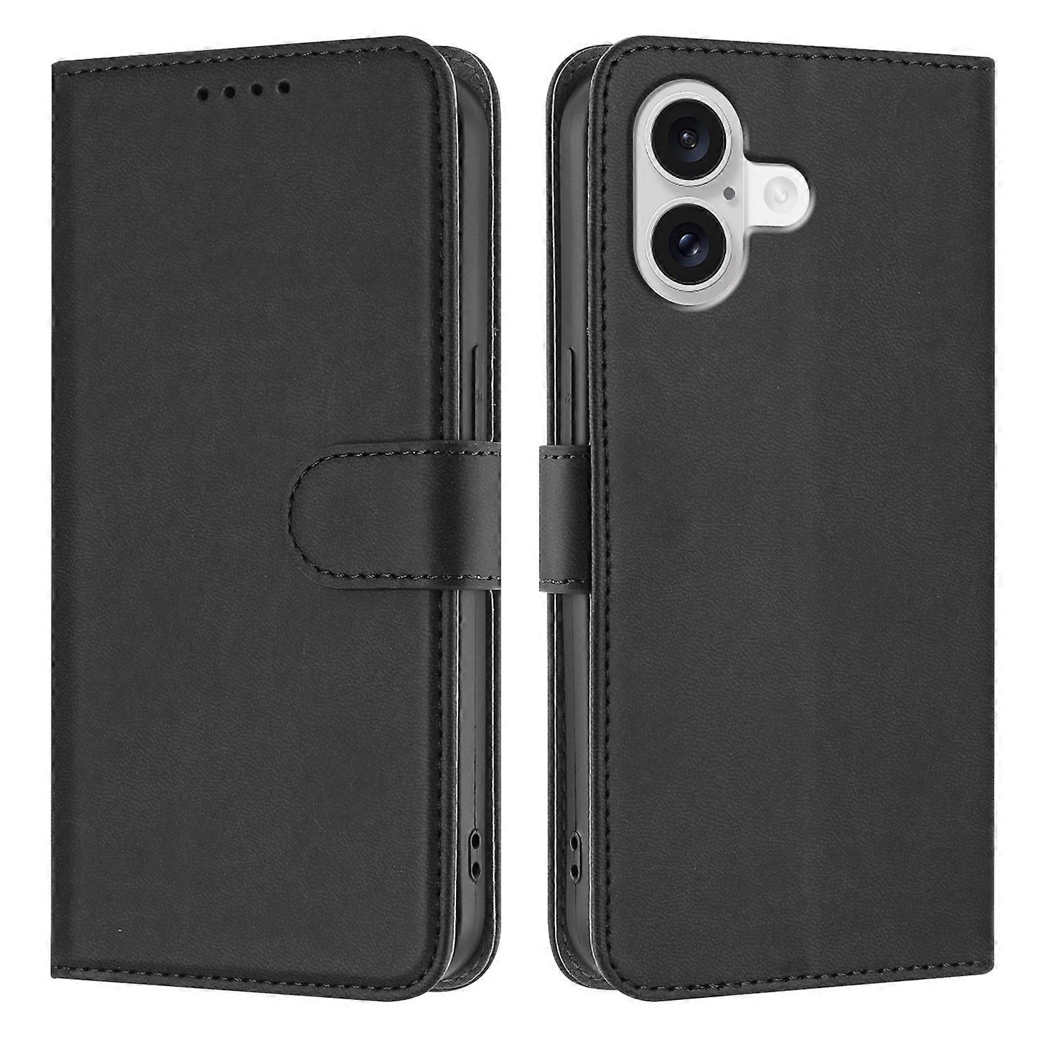 Compatible For iPhone 17 Leather Case Solid Color Phone Cover with Wallet