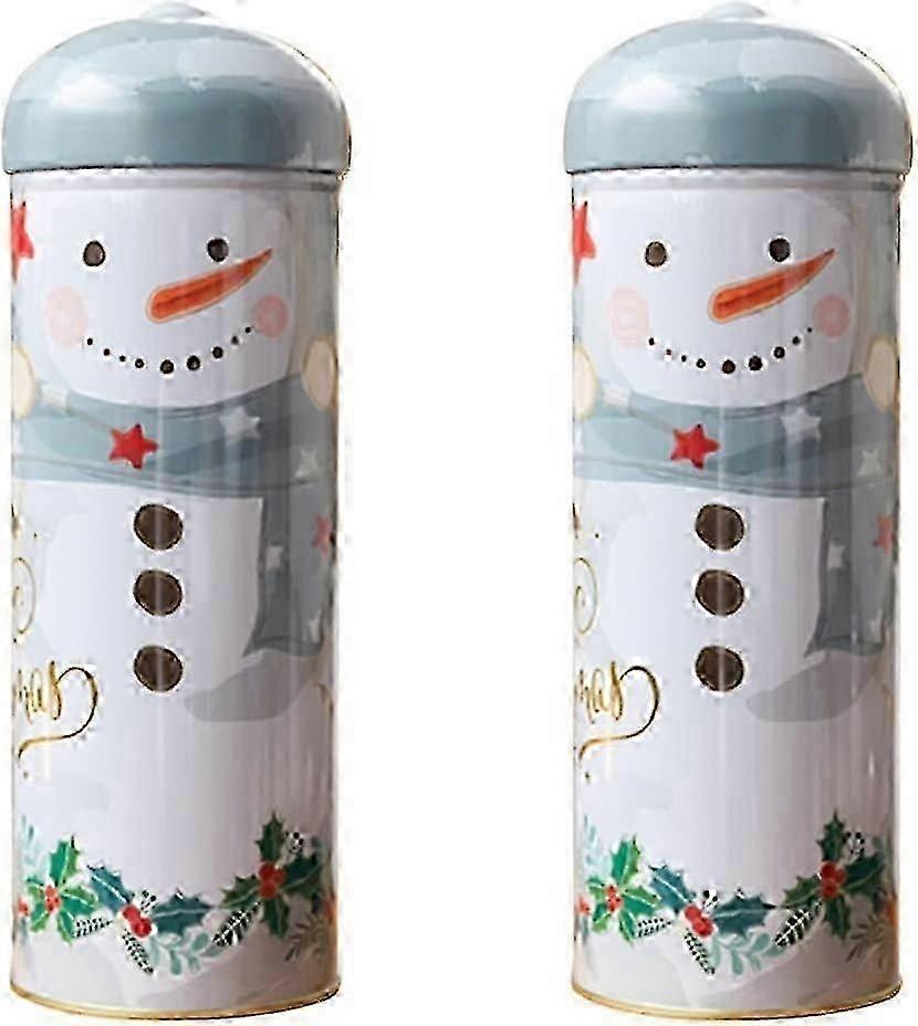 Christmas Gift Pack with 2 Empty Round Lid Tin Cans for Cookie Boxes & Santa Claus Candy Boxes
