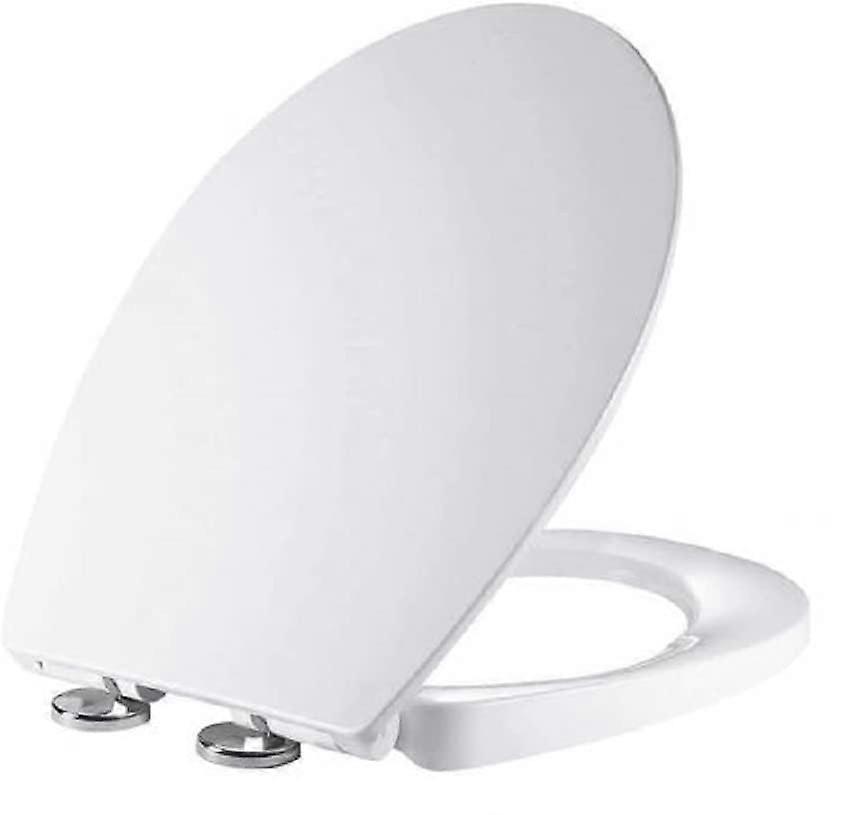 White Soft Close Toilet Seat With Quick Release, Adjustable Hinges, Standard OShape, Easy To Clean And Install