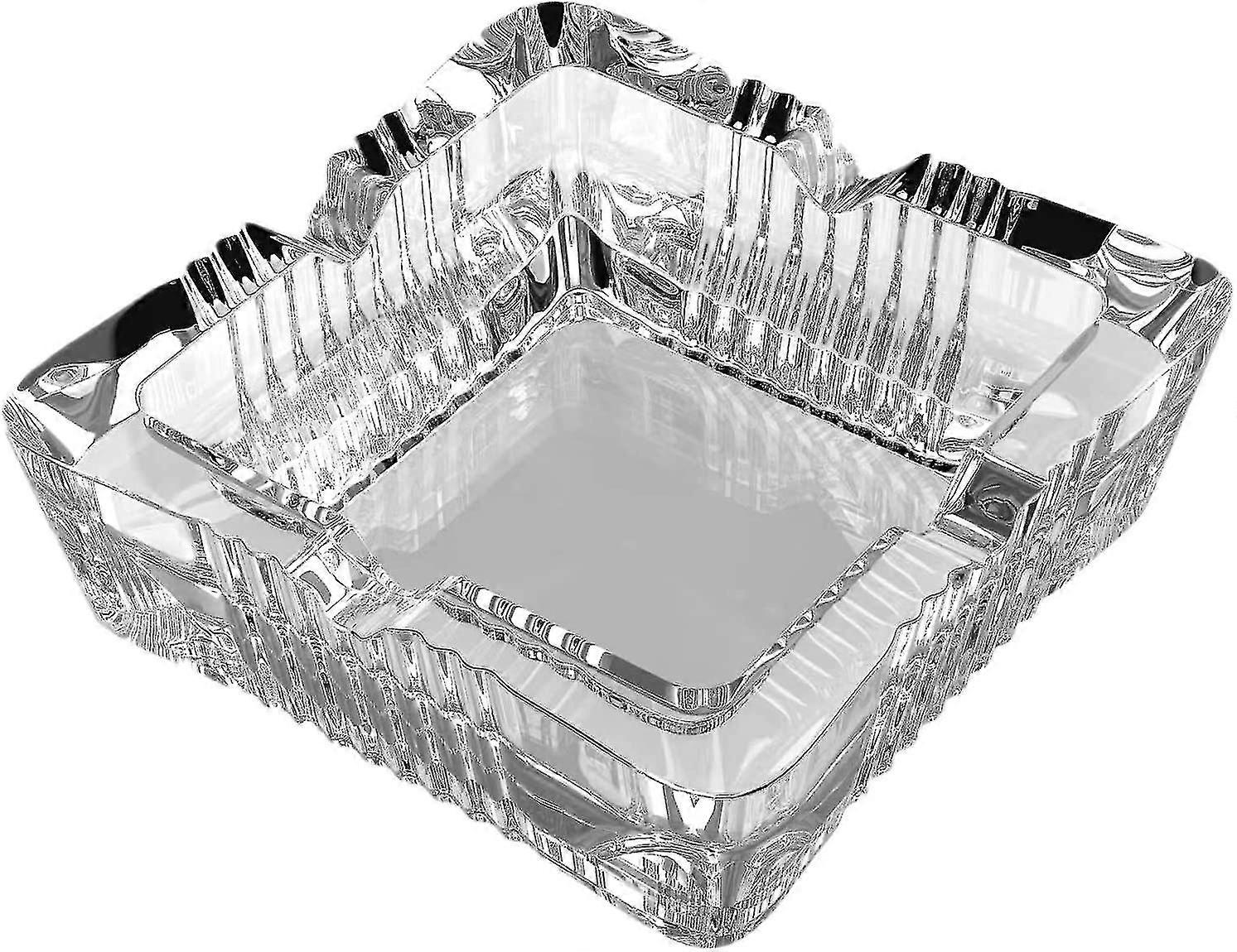 Crystal glass ashtray, 0.78 lbs, with cigar holder for multiple scenarios