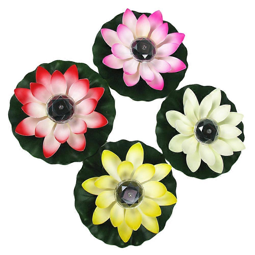 Lotus Flower Decor Solar Powered Elegant Lotus Shape Floating Light for Pond Use Red Waterproof Lighting Effect 4Pcs