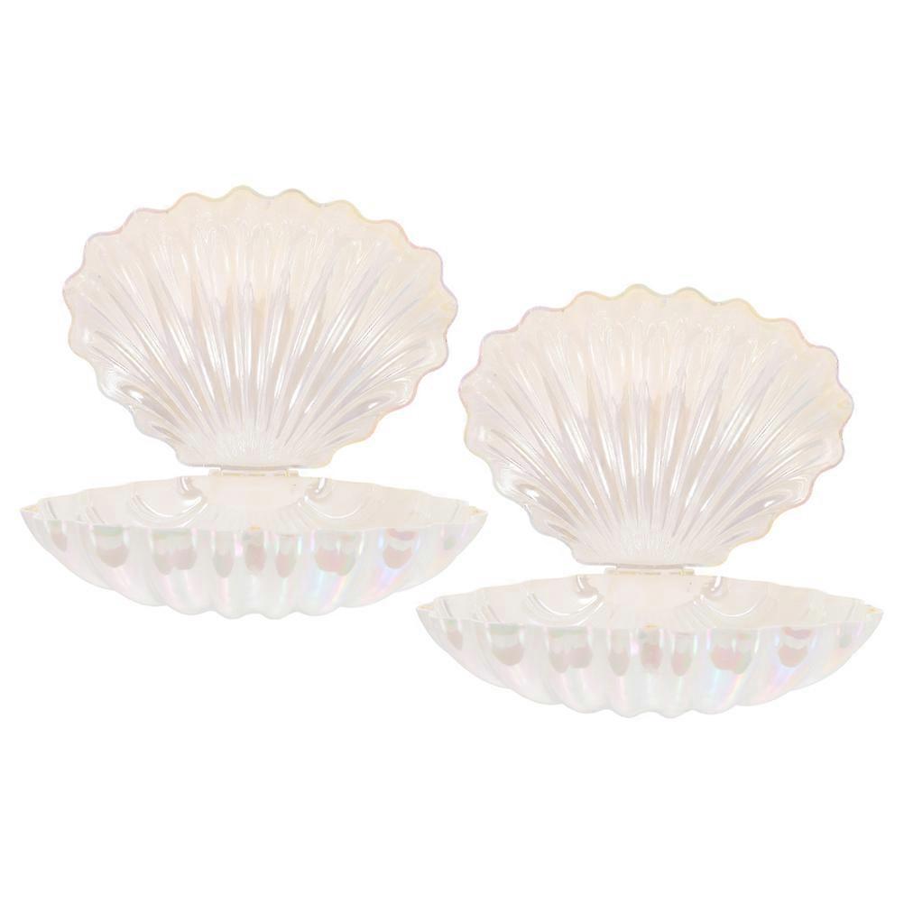 White Seashell Candy Gift Boxes for Storage Made of Reusable PP Material 2pcs