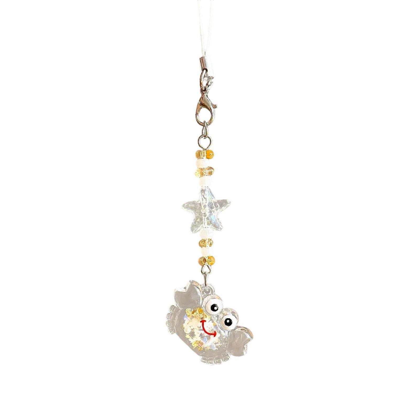 User Friendly Resin Crab Keychain Key Organiser Phone Strap Glowing Accessory For Night Visibility And Daily Yellow