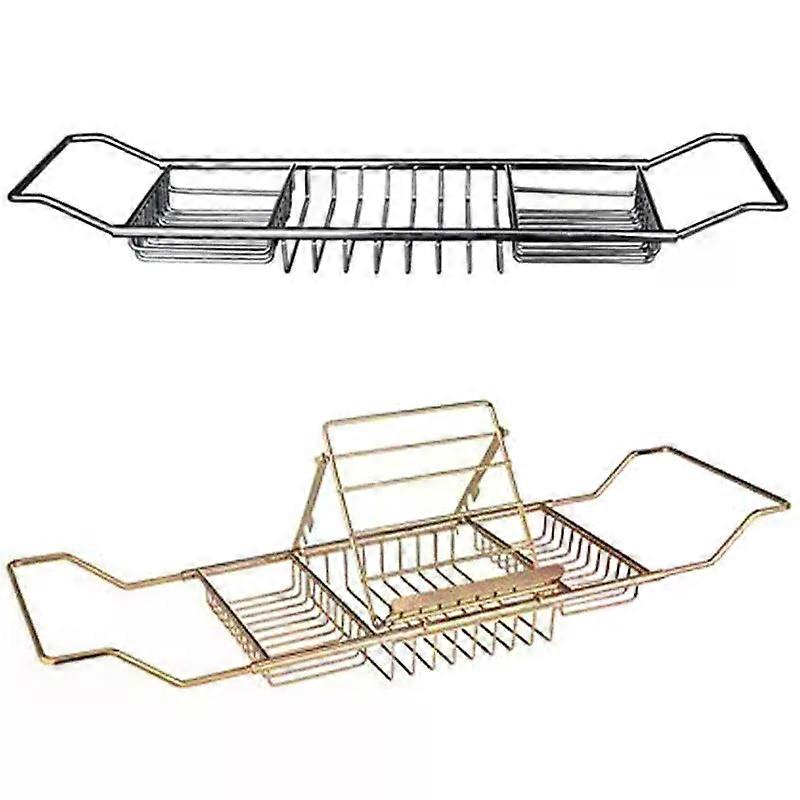 Bathtub Shelf Storage Holder Rack Stainless Bathtub Tray Expandable Bath Table Shelf Over Bath Tub Racks Optional with Stand