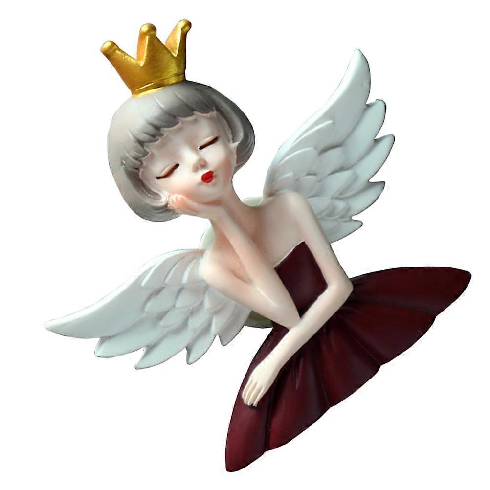 Dark Red Resin Refrigerator Sticker Angel Girl Shape Switch Cover for Wall Decoration 1Pack