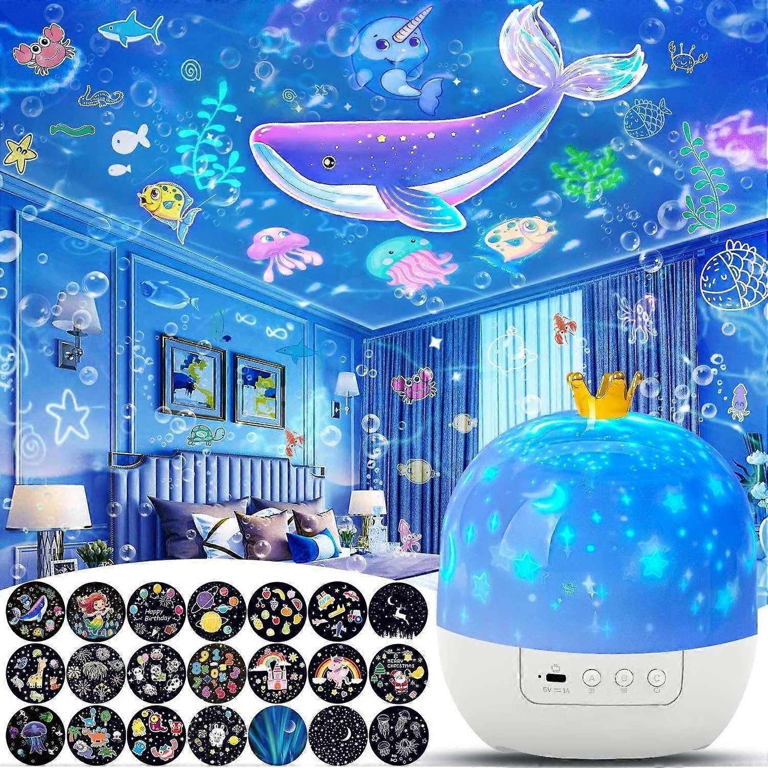 21 Sets of Films, Night Lights for Kids, Star Galaxy Projector, Star Projector with 360 Rotating(White)