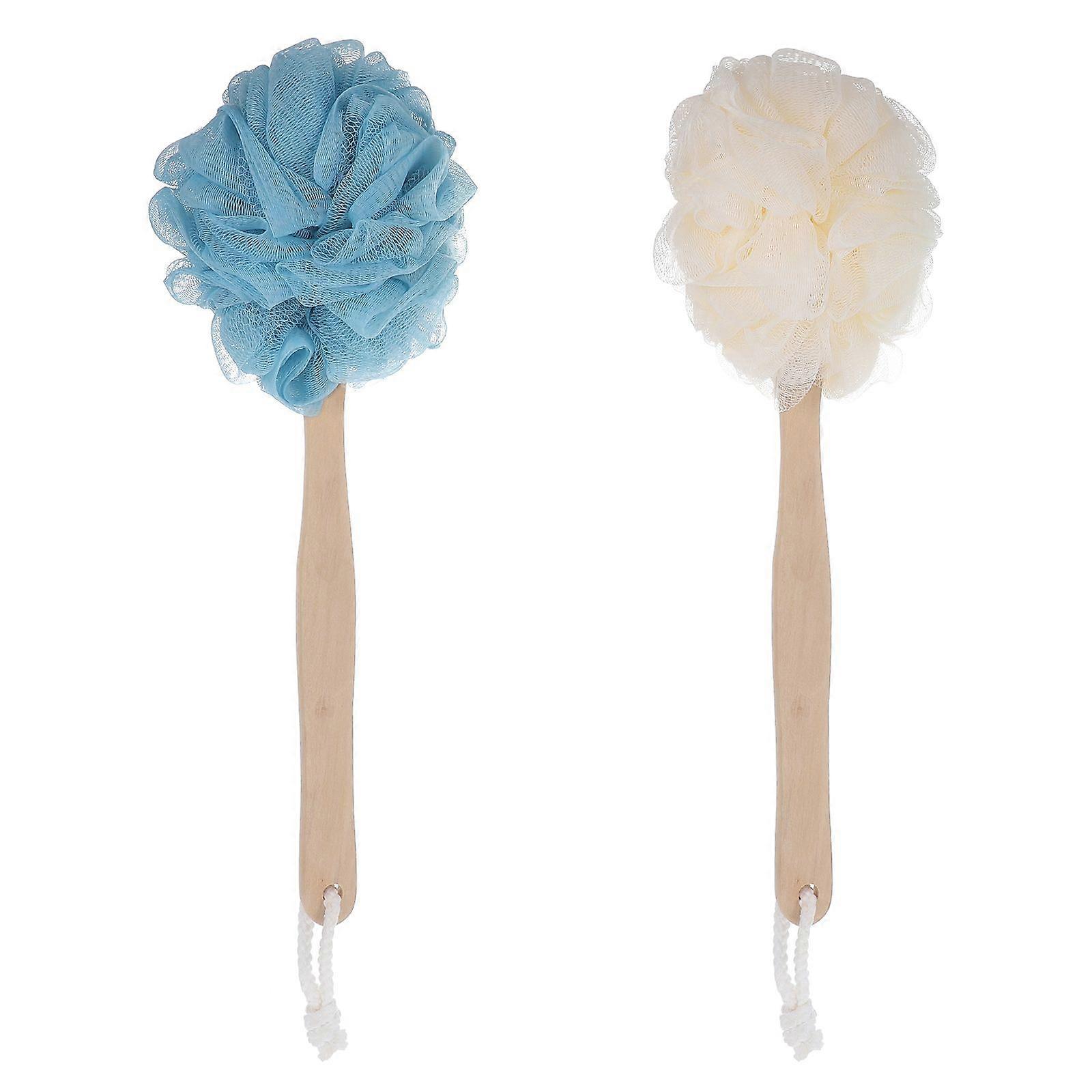 2pcs Practical Bath Flowers Long Handle Bathing Brushes Hanging Brushes
