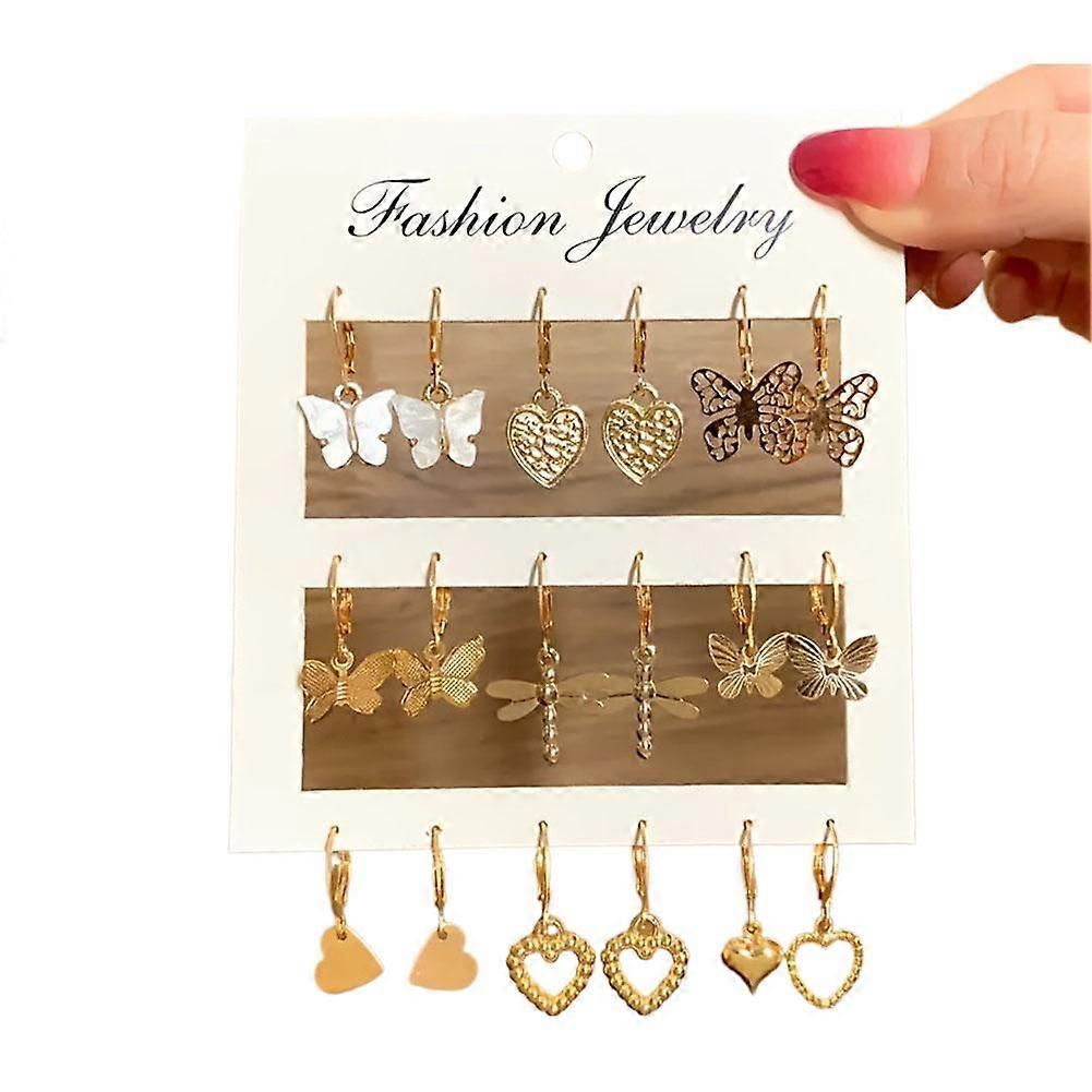 9 par metal øreringe sæt kvinders dyr sommerfugl high-end øreringe sæt