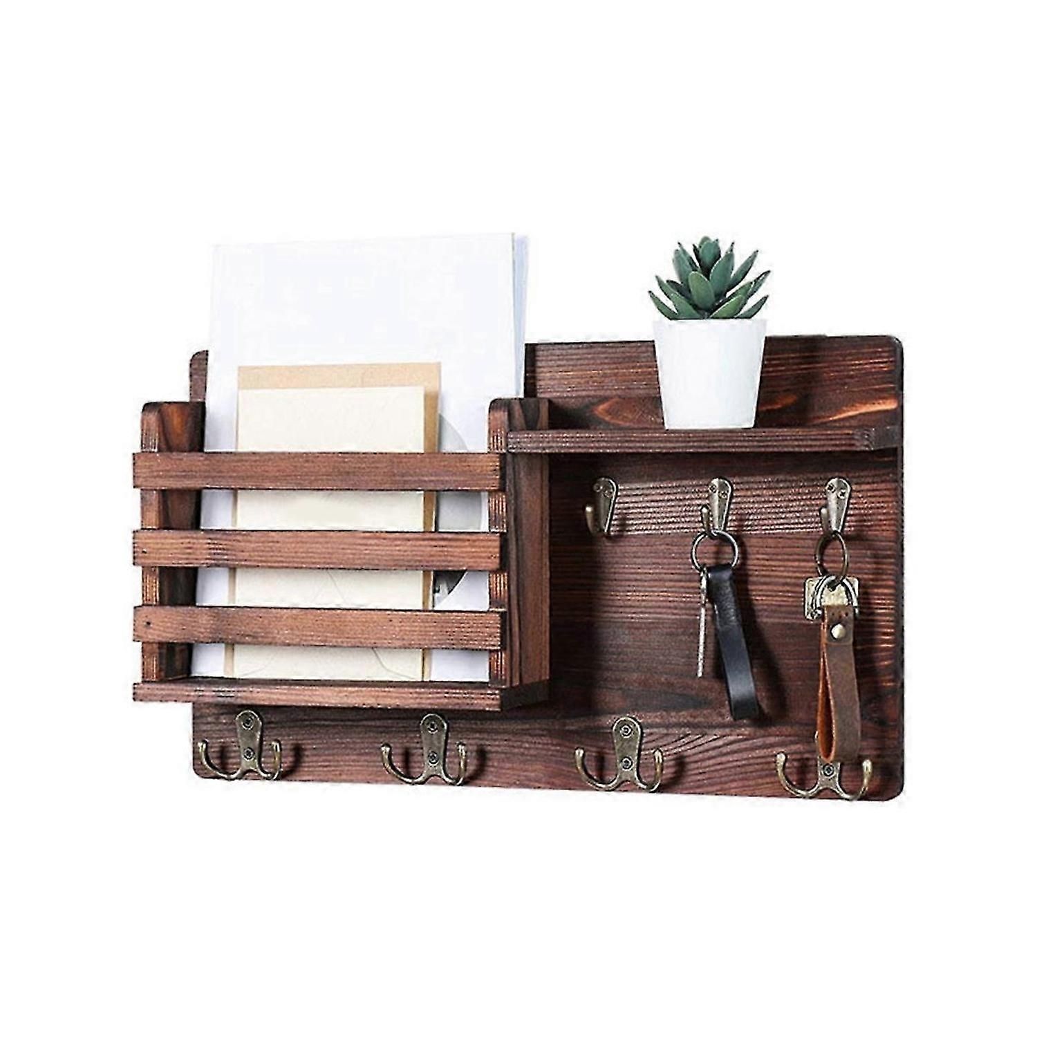 Key and Mail Holder for Wall Mail Organizer Wall Mount with Hooks A