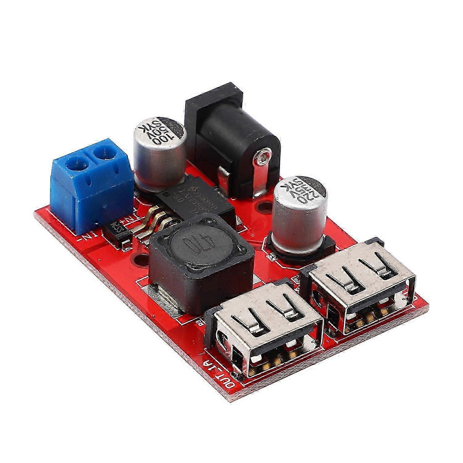 Módulo reductor USB dual CC-CC de 9 V, 12 V, 24 V, 36 V a 5 V y 3 A