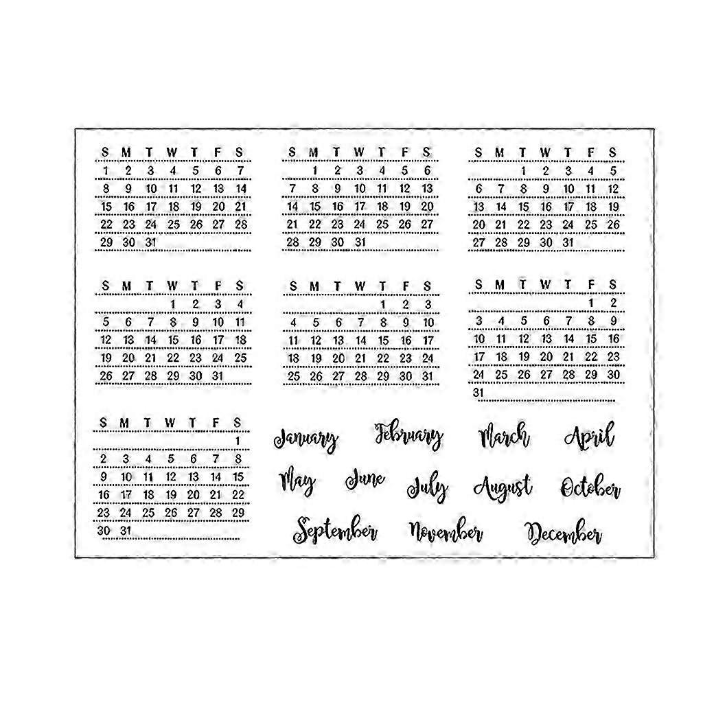 2025 Week Month Silicone Clear Stamp Calendar Pattern Background Transparent Stamp