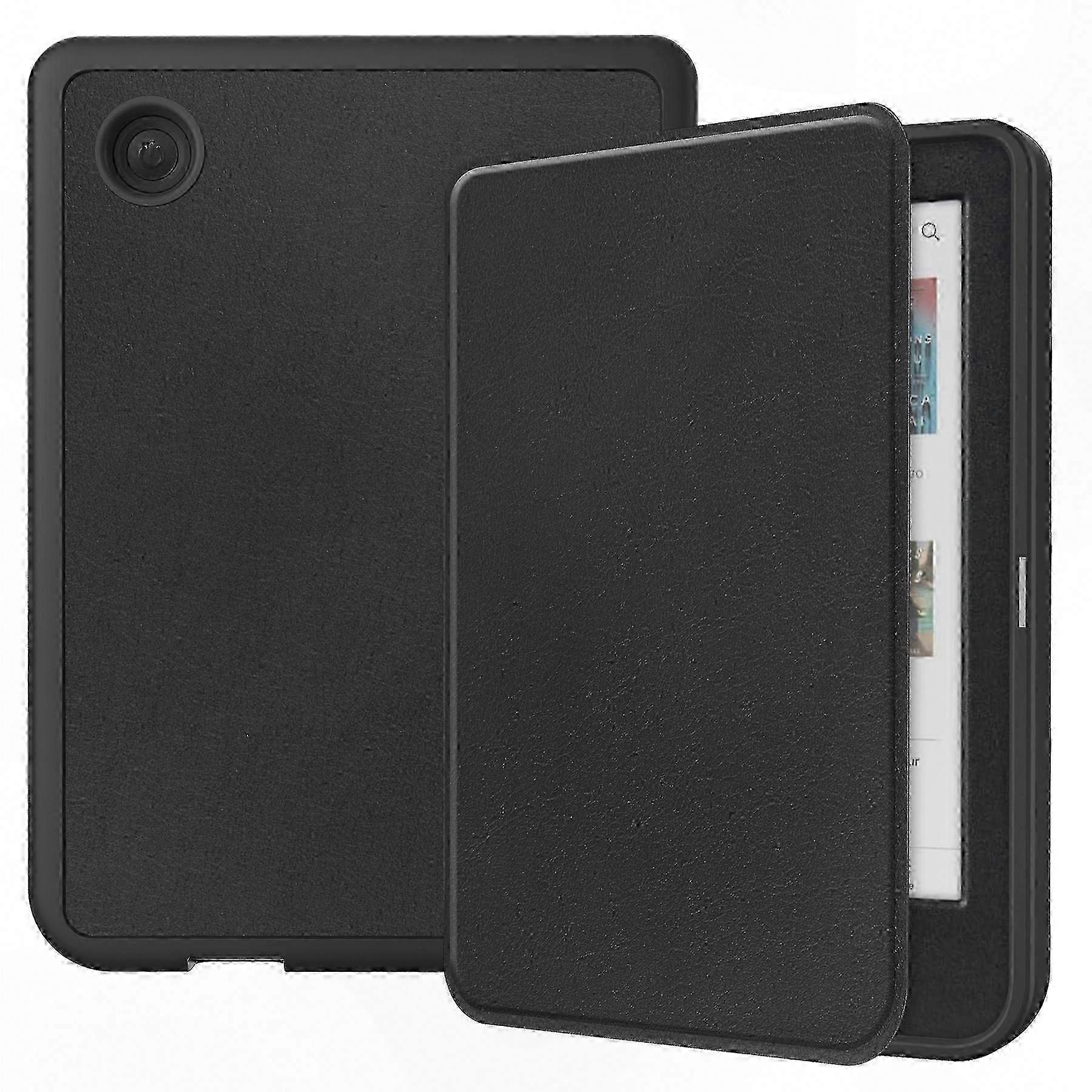 PU Leather Ereader Case with Smart Wake Sleep Function - Protective Cover for 6" Devices, Black