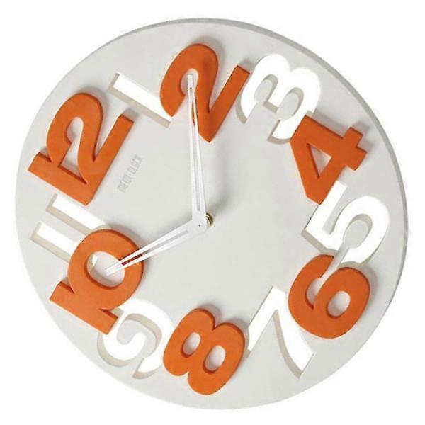 Home Decor Round Wall Clock with Hollow-Out 3D Big Digits