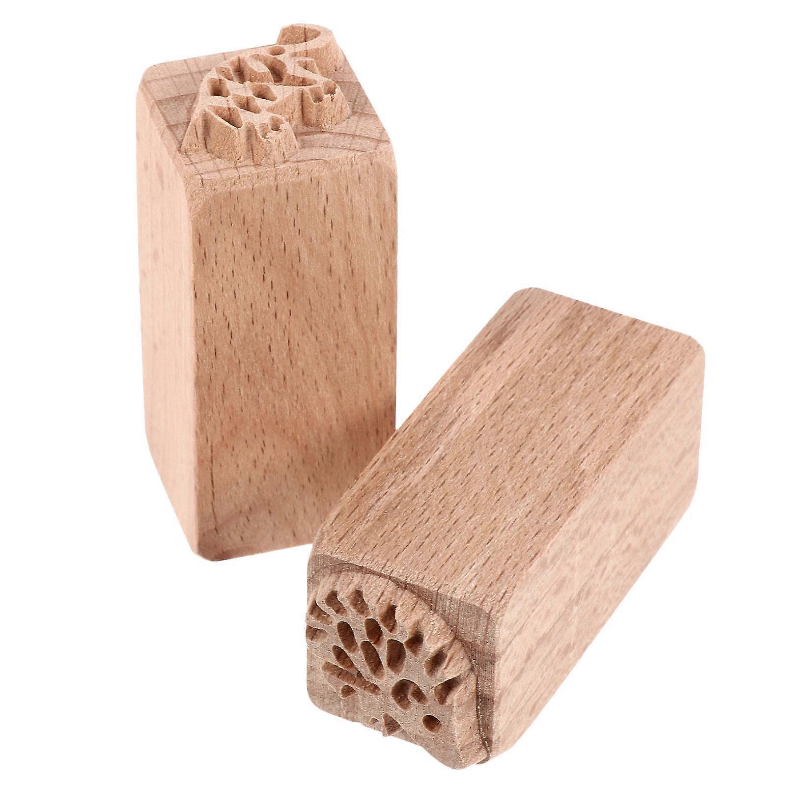 Pattern Seal Durable Wooden Seal for Decor Use 2Pcs
