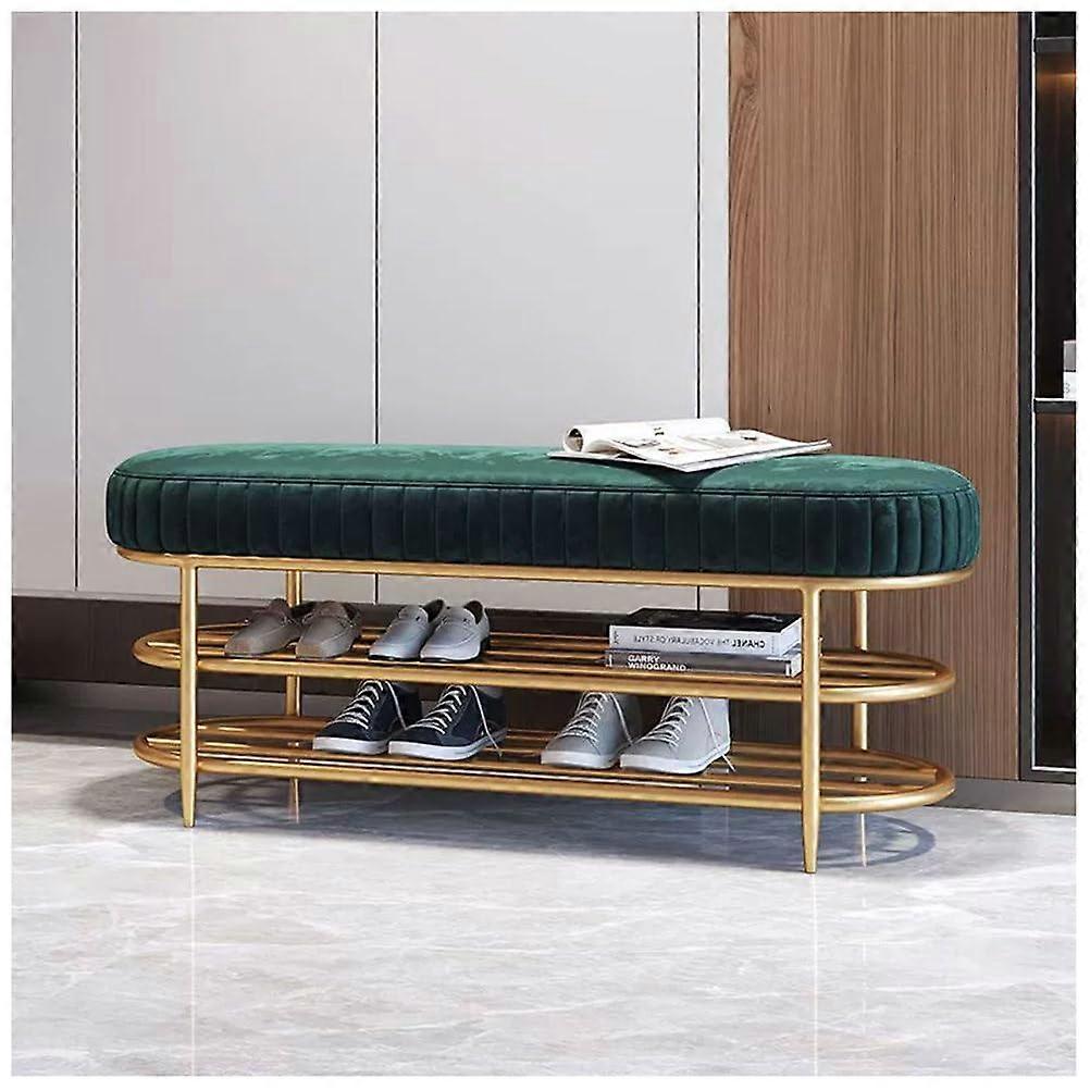 Upholstered Dining Bench 80cm Green, Modern Indoor Bench For Living Room Entryway Hallway, Shoe Bench With Cushion