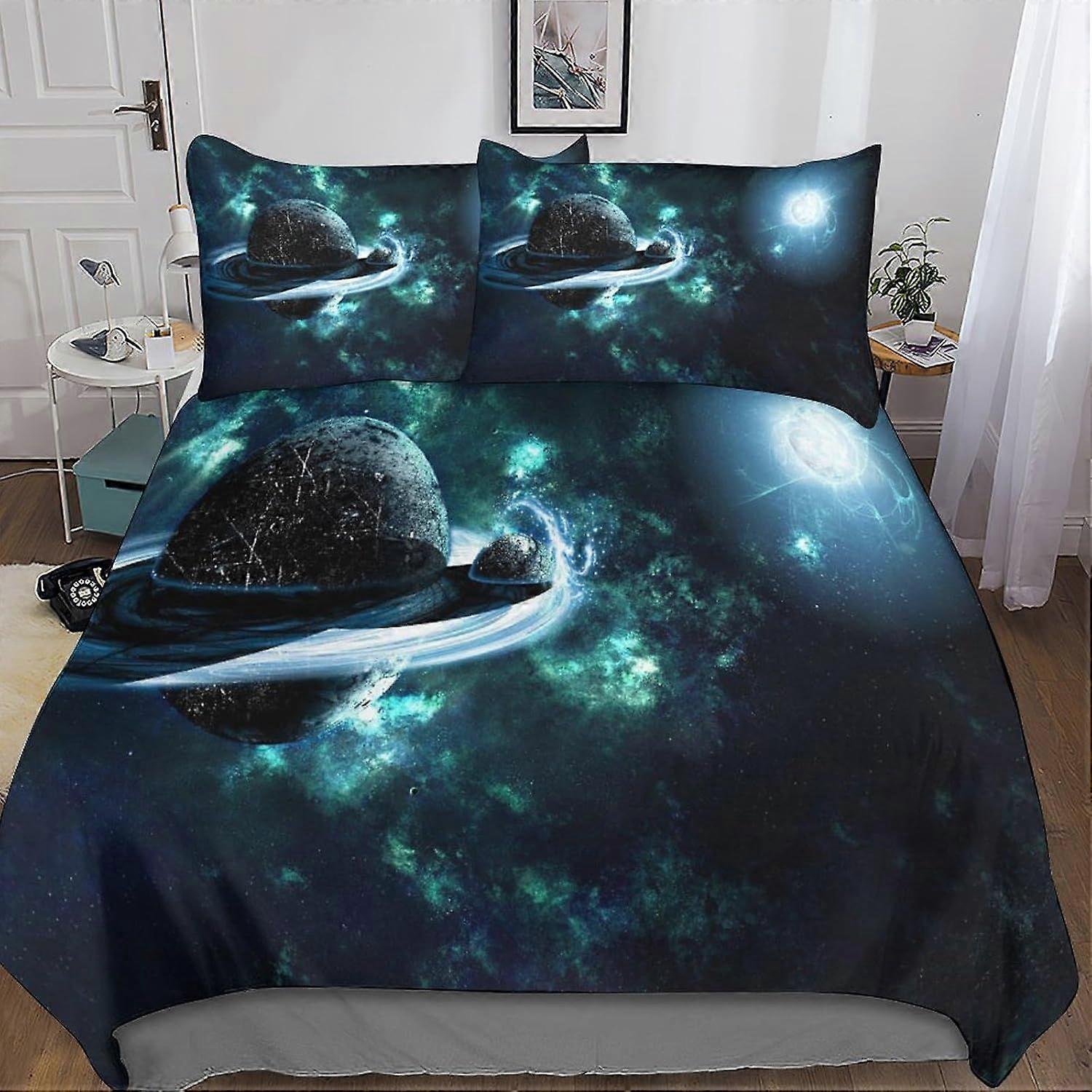 Bedding Single Bed Set Galaxy Printed Duvet Cover Super Soft Microfiber Bedding Set with Zipper with Pillowcases Quilt Cover Hypoallergenic for in Kid