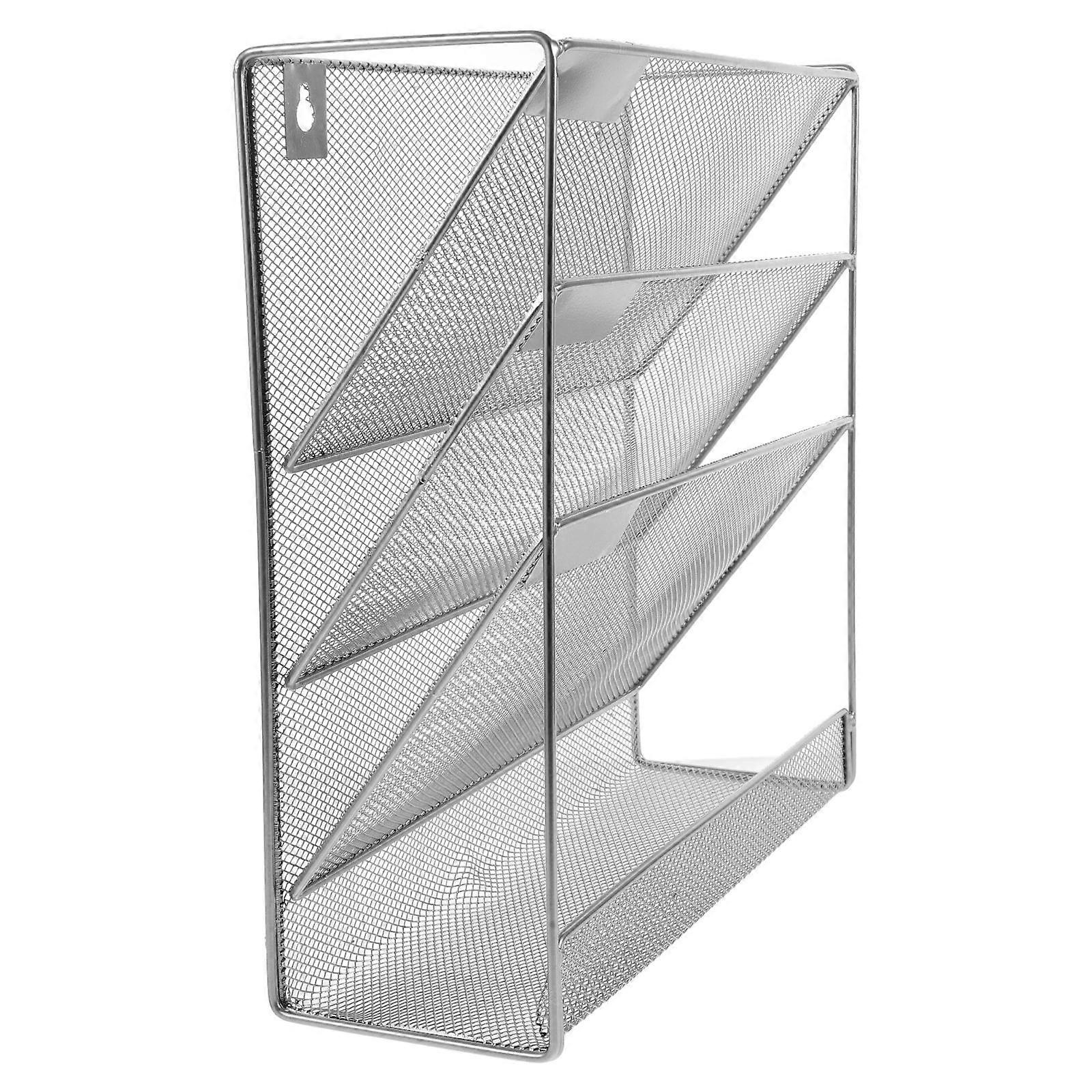 Wall-Mounted Document Organizer Silver Color with Stable Function for Home Use