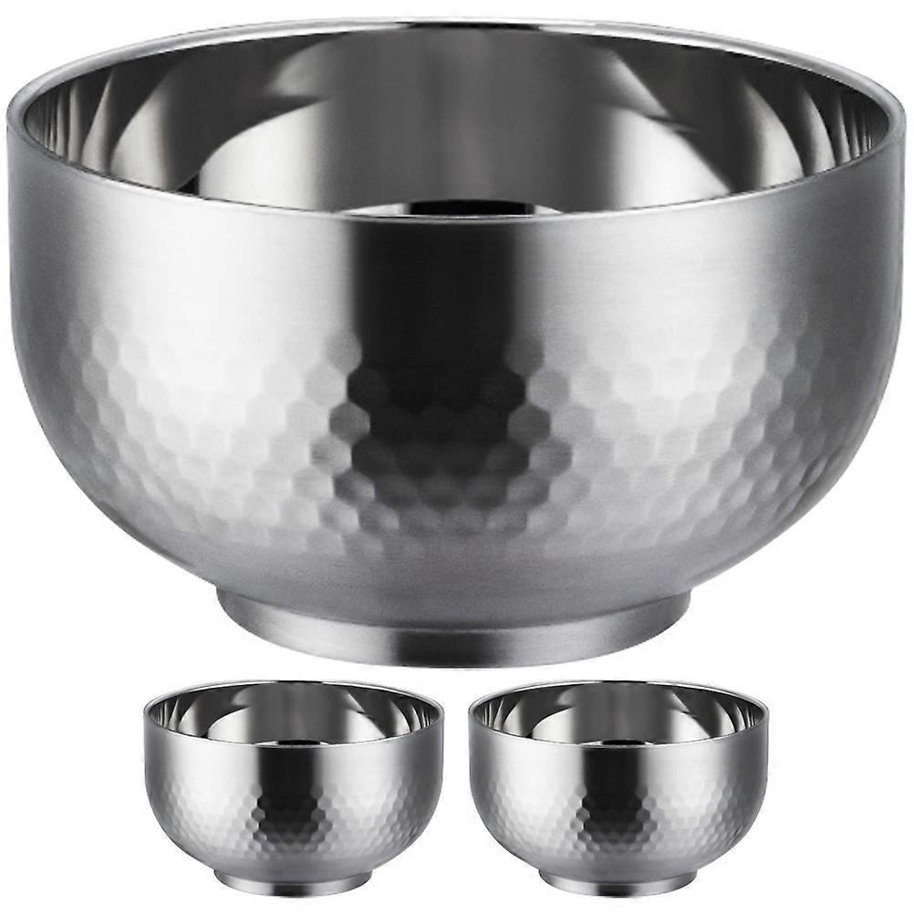 Double Layer Lucky Stainless Steel Bowl for Household Use 3Pcs
