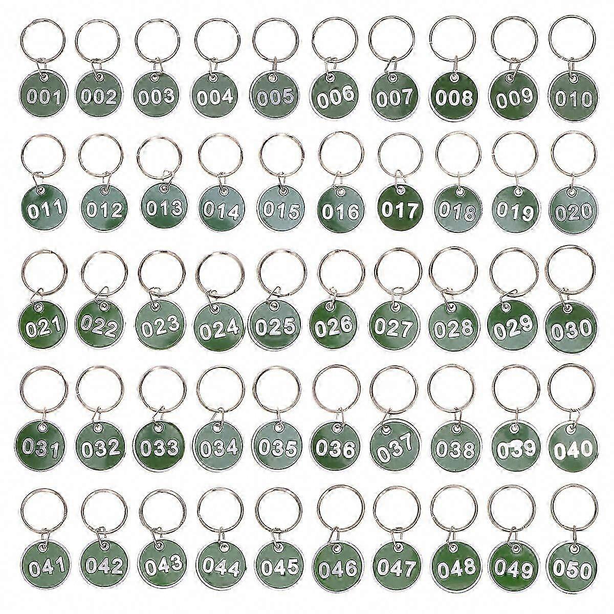 50 Pcs Stainless Steel Numbered Keychain Tags, Metal Key Tags with Numbers, Round Numbered Key Rings