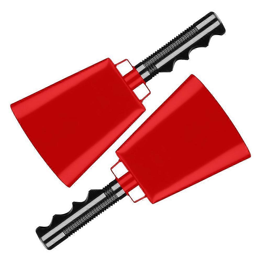 2 Pack 9 Inch Steel Cowbells, Loud Noise Makers for Sports, Parties, and School Spirit Events