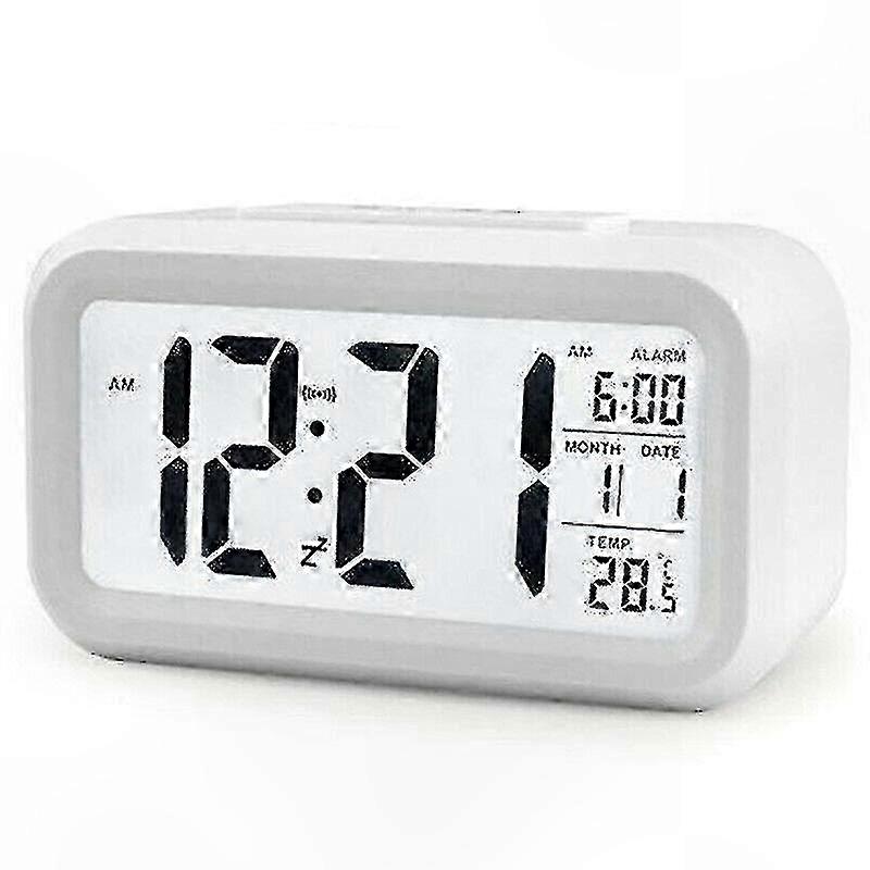 Digital Alarm Clock with Square Display, White Backlight, Desk Operation