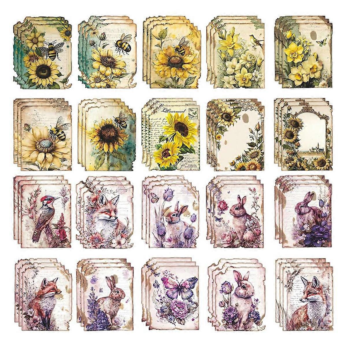 60Pcs Vintage Scrapbooking Paper Decoupage Paper