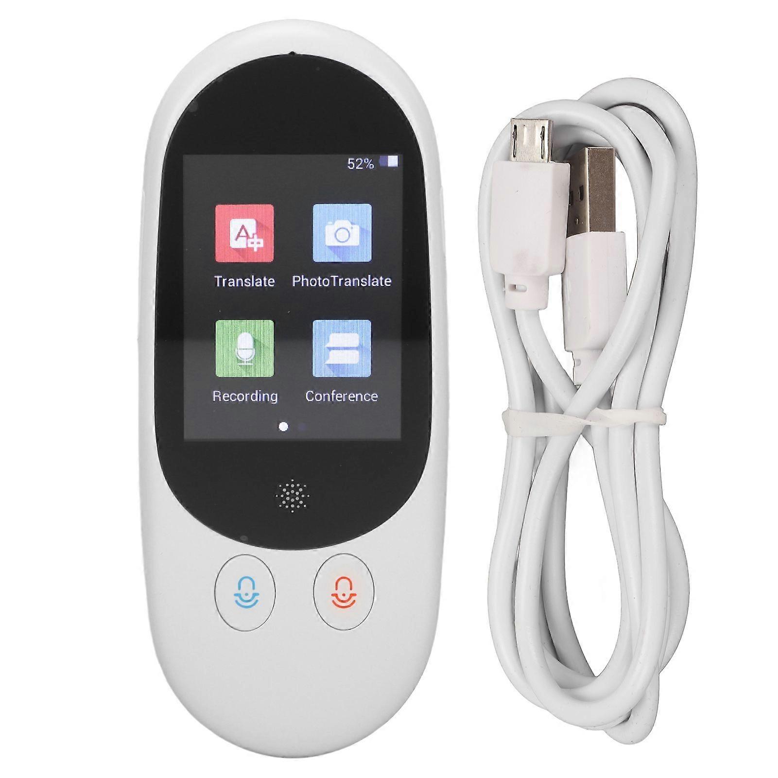 Language Translator Device 2.4in Touch Screen Real Time Two Way Translation Portable Intelligent Voice Translator White