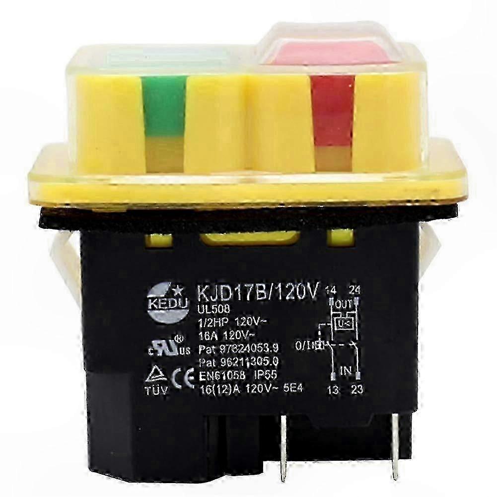 Waterproof 4-Pin Push Button Switch 120V/16A for Cutting Machines