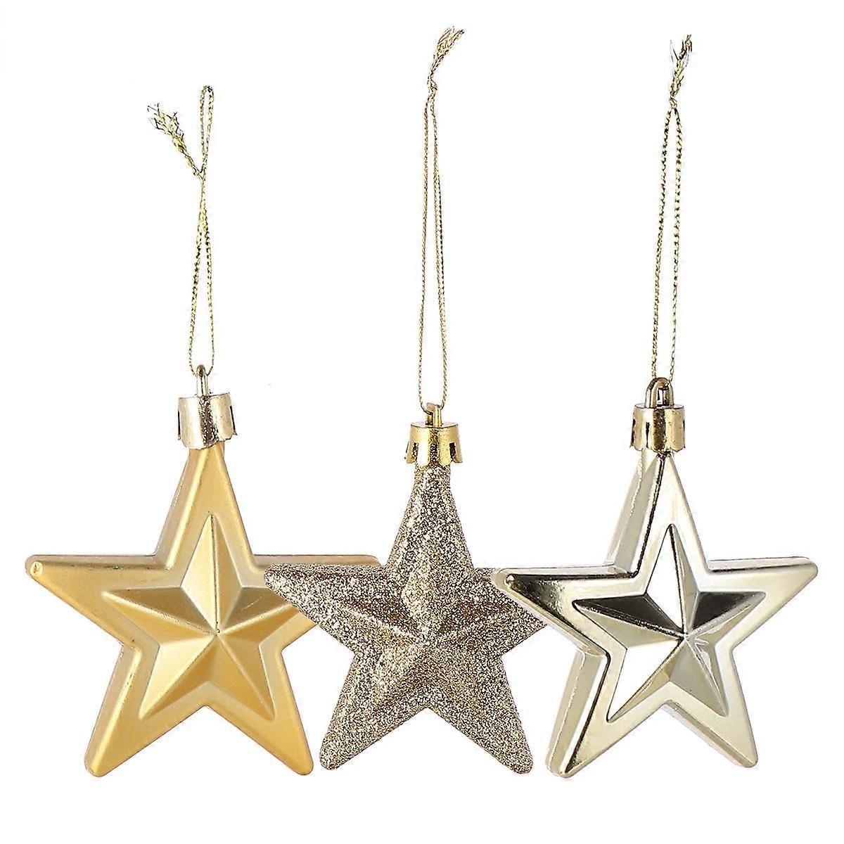 Plastic Star Decor Christmas Tree Hanging Star for Decoration 18Pcs