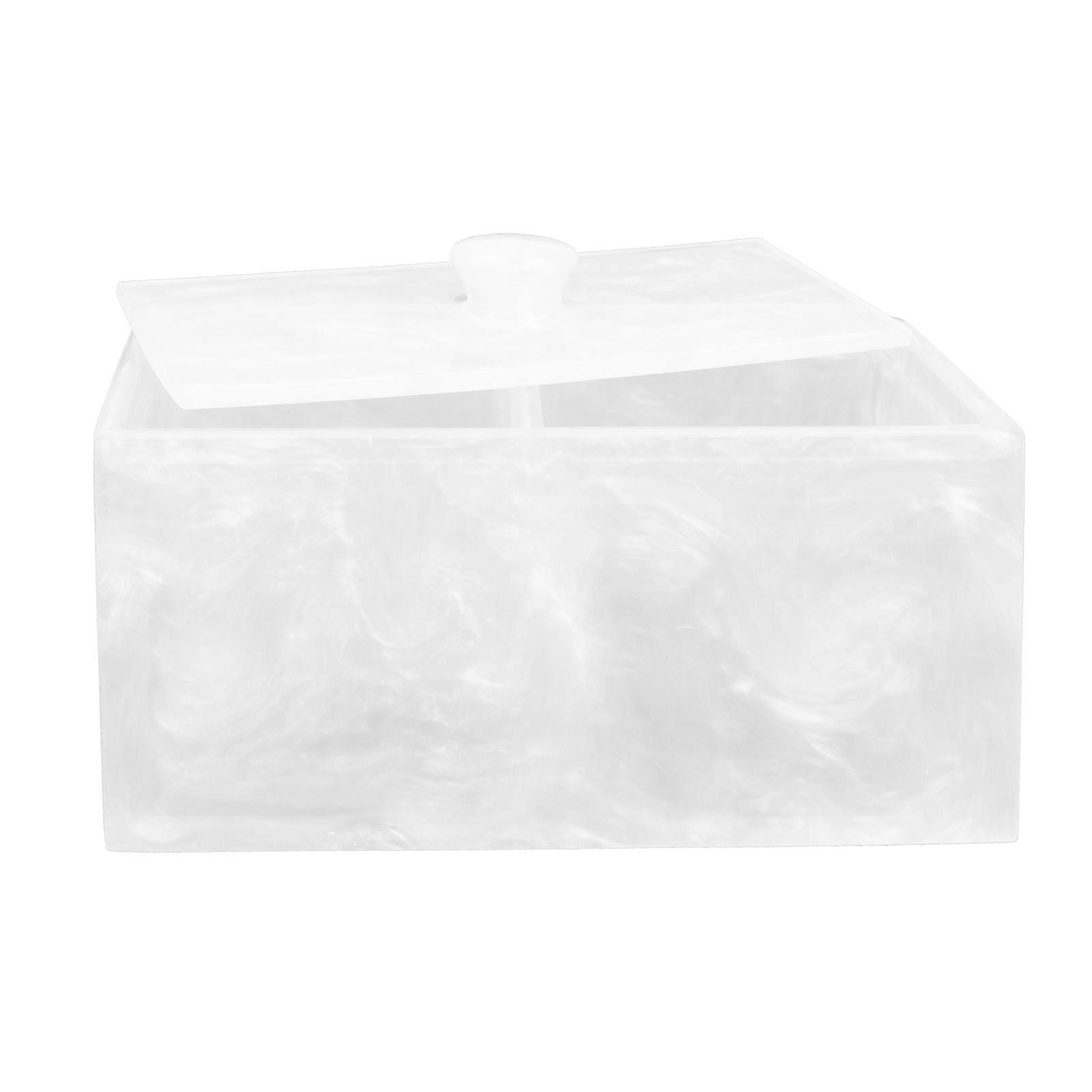 Lidded Box Household Organizer for Storage 2Pcs White