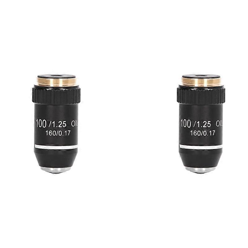 2X Biological Microscope Lens, 195 Achromatic Black Objective Lens 100X Oil High Power Objective Interface 20.2mm Thread