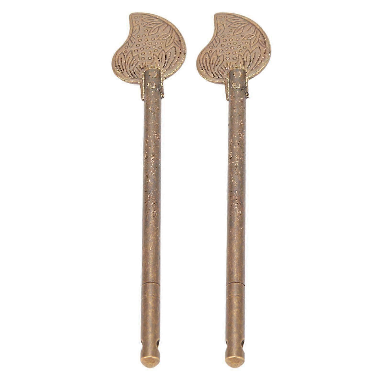 2 Pcs Door Latch Locking Pin 11cm Leaf Shape Retro Style Brass Cabinet Key Latch Bolt Locking Pin