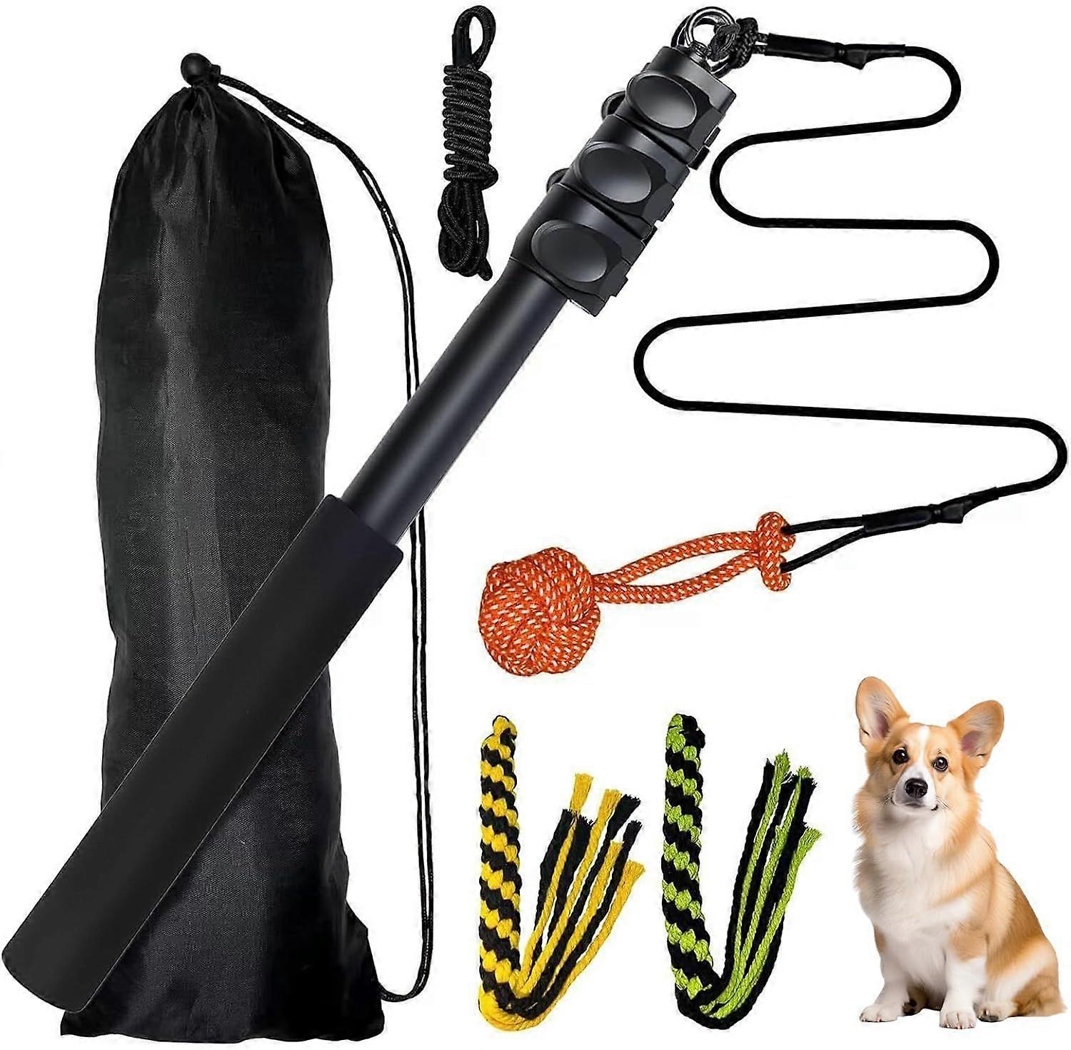 Professional Stimulation Angel for Medium Large Dogs, 124 cm for Length Adjustable with 2 Rope Toys, Dog Toy Extendable Made of Aluminium Alloy
