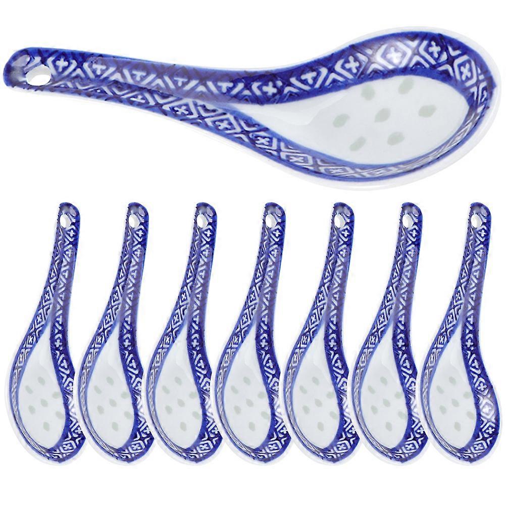8Pcs Retro Look Soup Spoons For Family Dining Assorted Color Designed For Drinking Soup And Eating Dessert