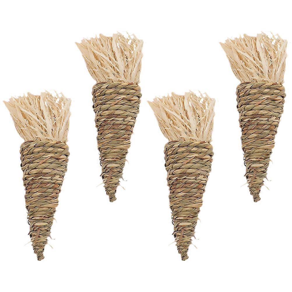 Rabbit Chew Toy 8 Pcs Carrot Shape For Pet Owners Stress Relief Indoor Use Natural Material Suitable For Small Pets