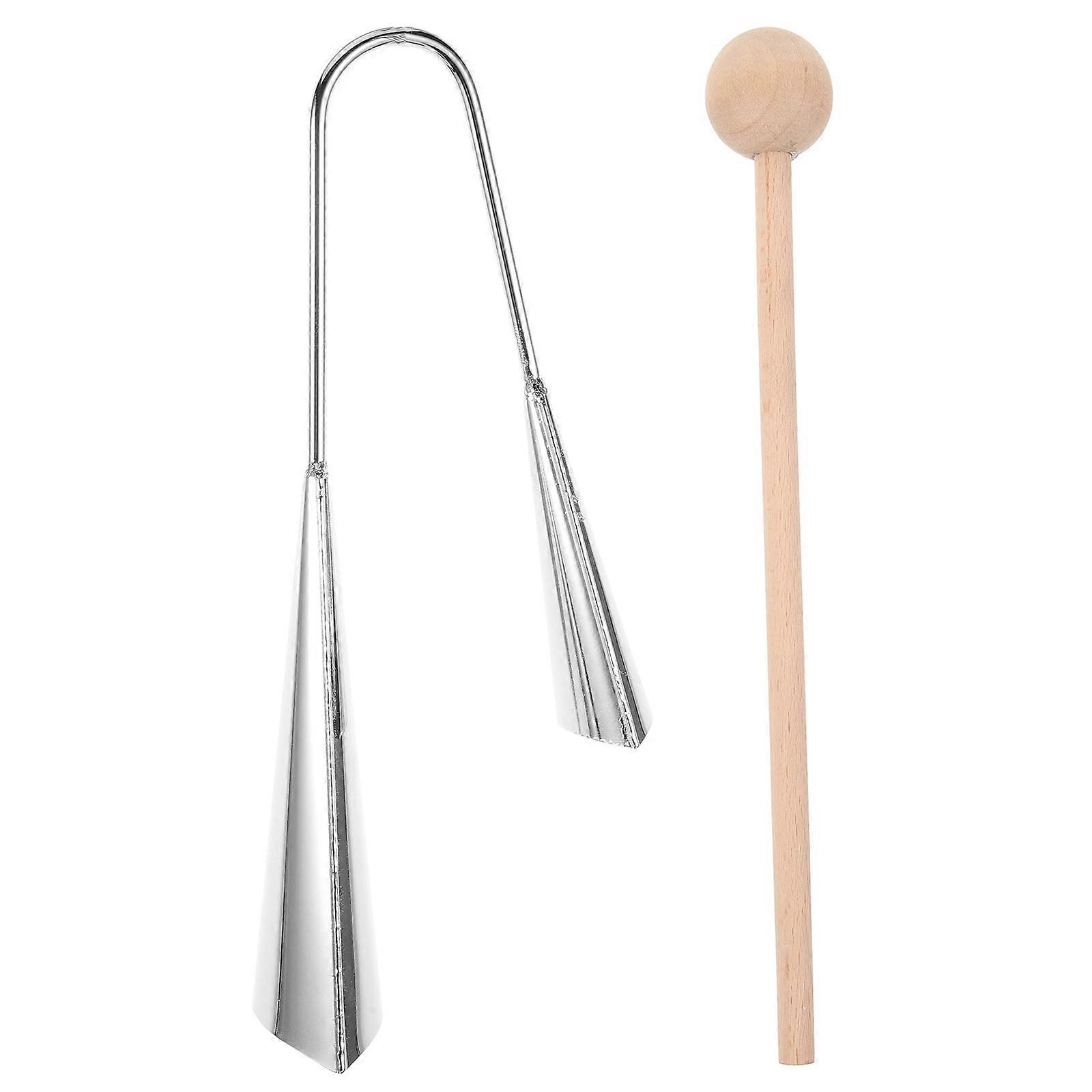 Metal Cowbell Musical Percussion Instrument for Latin Music Events Concerts Rehearsals in Silver 1Set