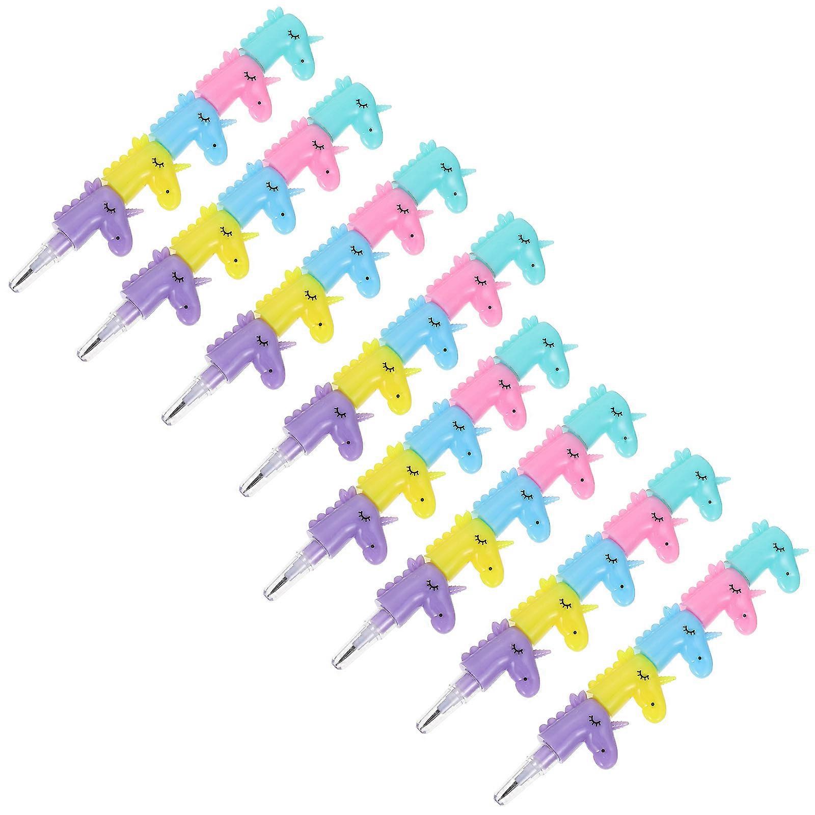 Creative Plastic Stackable Pencils For Students School Use Barrel Shape Erasable Writing 8Pcs