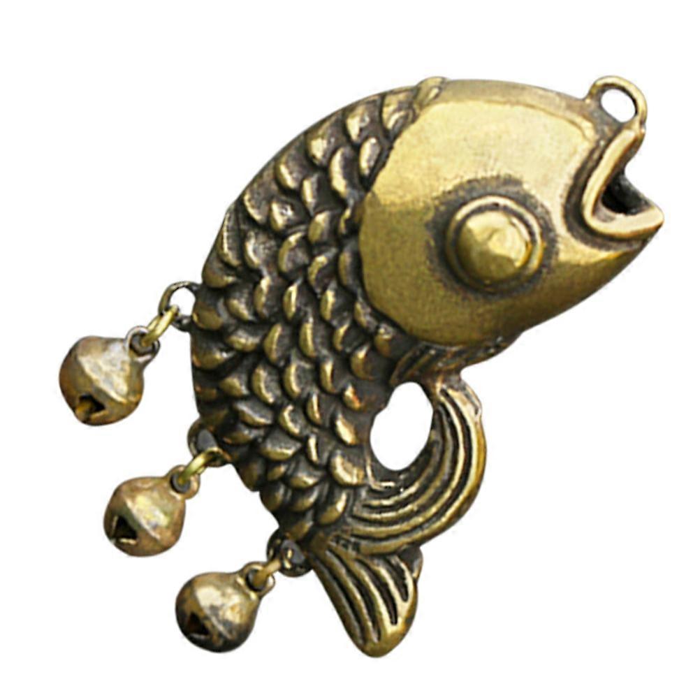 Copper Fish Shape Key Chain Pendant with Bell Ornament